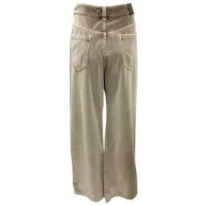 BRUNELLO CUCINELLI GREY MONILI BEAD EMBELLISHED CONTEMPORARY LOOSE FULL LENGTH V